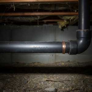 Homeowner identifying polybutylene pipes in a Florida home plumbing system